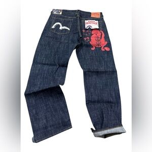 Vintage‎ Evisu heritage seldvage denim NWT /Red Evisu logo in the pocket